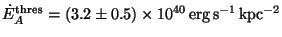 $\dot{E}_A^{\rm {thres}}=(3.2\pm0.5)\times10^{40}\,\rm {erg\,s^{-1}\,kpc^{-2}}$