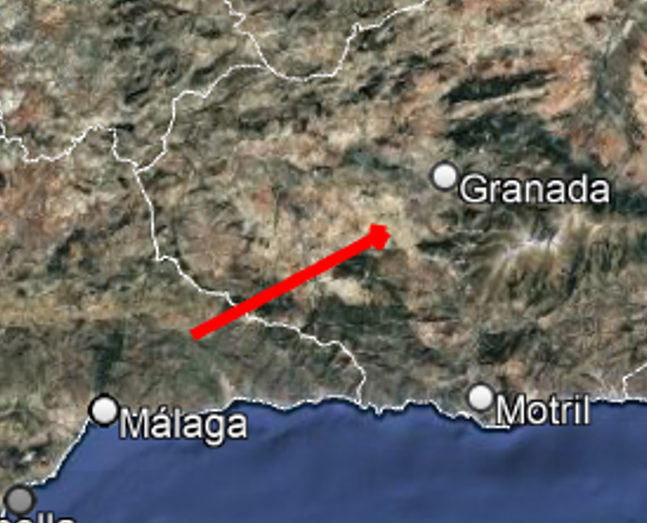 Trayectoria del bólido del 12 de octubre